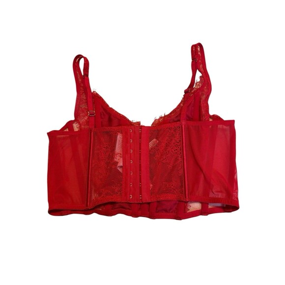 Victoria Secret Dream Angels Unlined Lace Up Corset Top Size S New Red - Picture 2 of 4